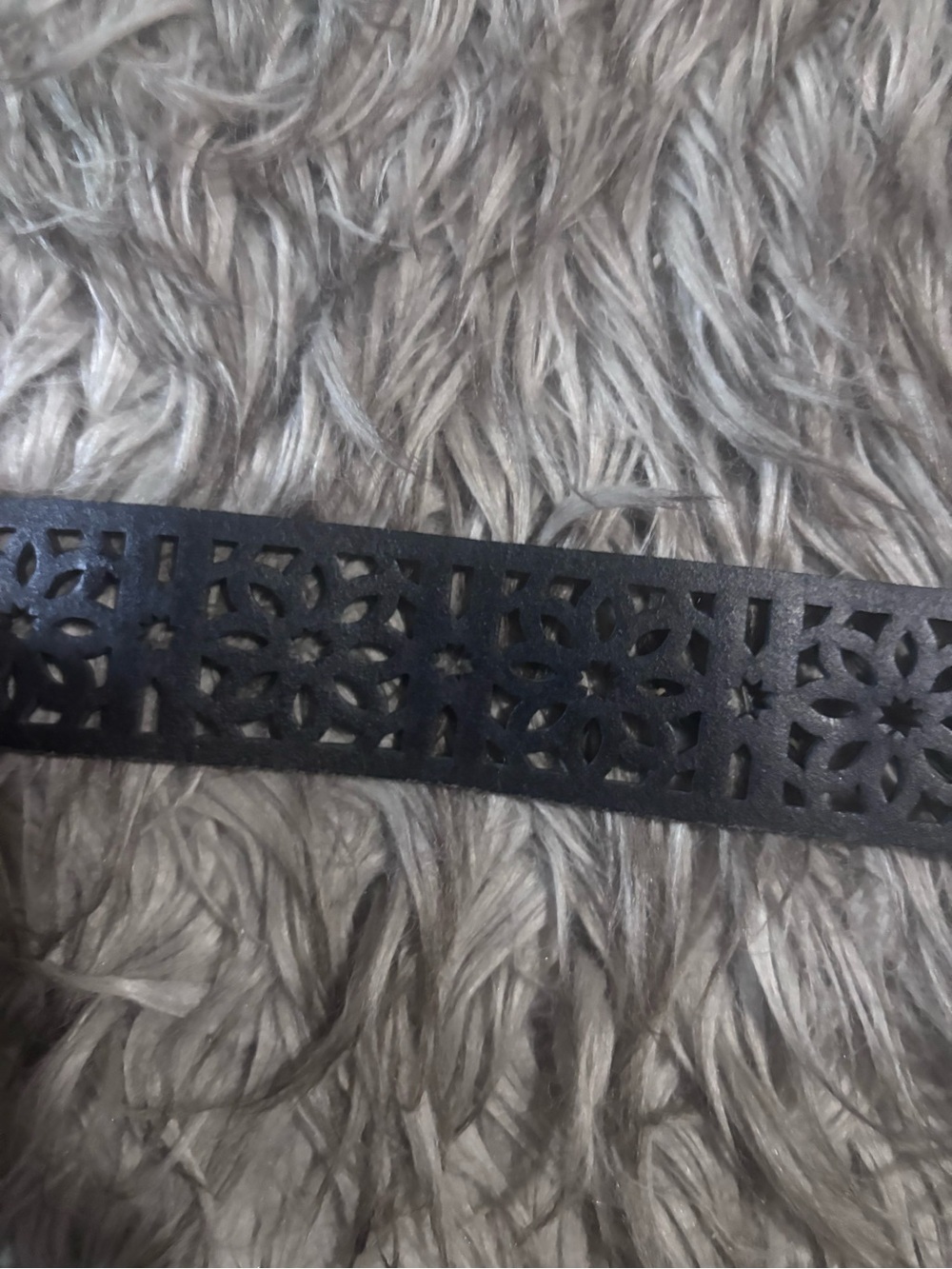 Vintage Y2K Lucky Brand Black Leather Western Laser Cutout Floral Belt Medium - Picture 6 of 6